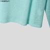 INCERUN Herren U-Boot-Ausschnitt Langarm Leicht Casual Oversized Halbtransparent Oberteile T-Shirts