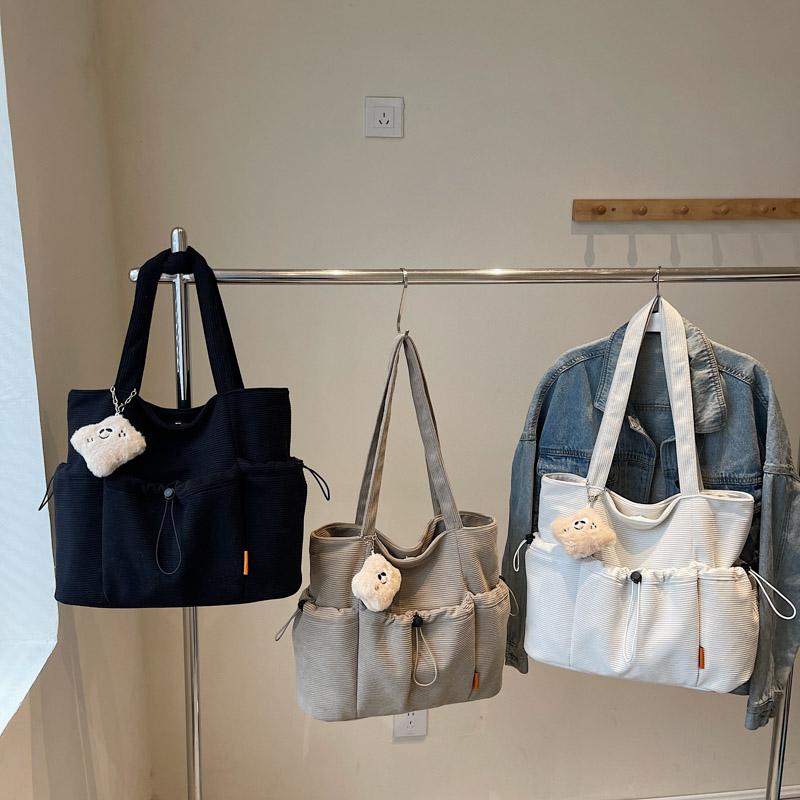 Large Capacity Handbag Student Class Commuter Corduroy Bag Women's Shoulder Tote Bag