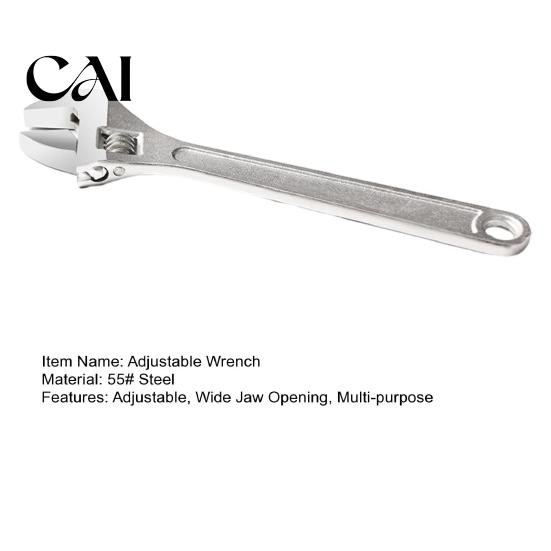 Home Garage Essentials 6/8/10/12/15 Inch Adjustable Wrench, Wide Jaw Opening Wrench for Vehicle Repair Hardware Plumbing Automotive Improvement