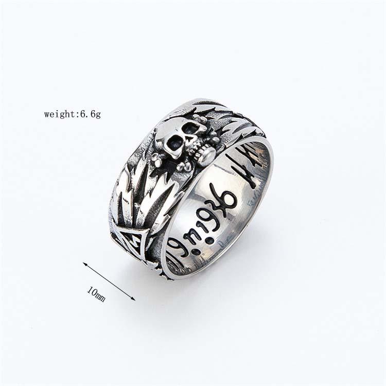 Vintage Skull Couple Domineering Cross Stainless Steel Rings for Men