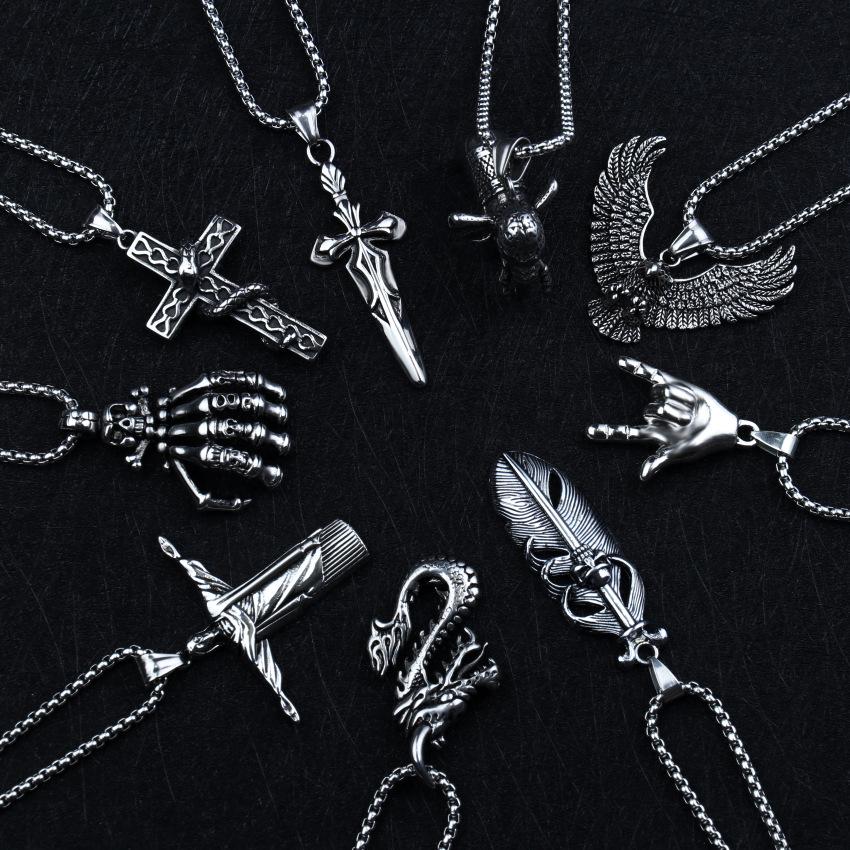 Trendy Hip Hop Street Dance Necklace Accessories Men's Nightclub Accessories Titanium Steel Necklace