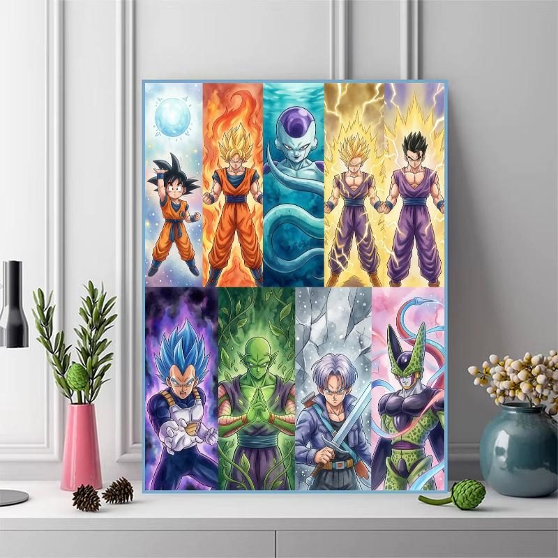 Dragon Ball Character Panels Pattern 3pcs 100% Round Full Drill 5D DIY Diamond Painting Embroidery Cross Stitch Rhinestone Décor