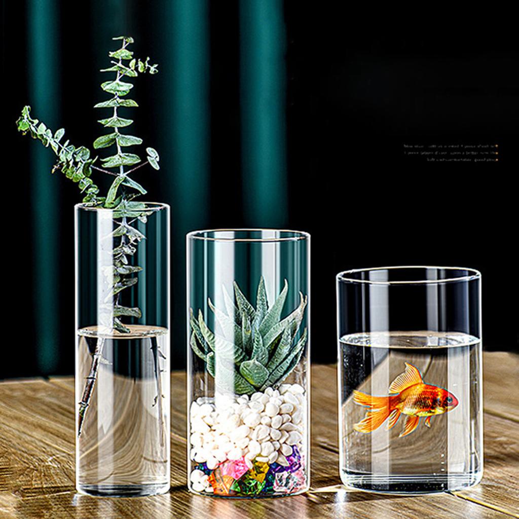 Modern Clear Glass Flower Vase Glass Cylinder Vase Florals Container Flower Vase Elegant Table Centerpieces Decorations