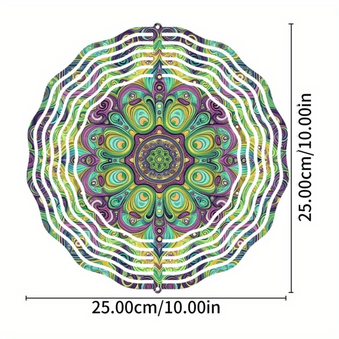

1 шт. Художественный зеленый металлический колокольчик с мандалой, вращающееся украшение, 25,4 см, для подвешивания в помещении и на улице, идеально подходит для Рождества, Хэллоуина, Дня благодарения 01A