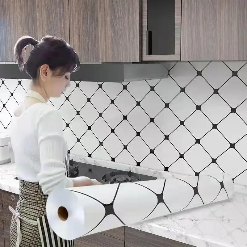 Kitchen Stove Oil-proof Sticker Waterproof High Temperature Resistant Wallpapers Kitchen Decoration Self Adhesive Contact Paper