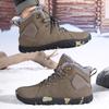 TUINANLE Winter Barefoot Boots Men Winter Sneakers Ankle Snow Shoes Plush Hiking Boots Warm Sporting Shoes Big Size 48Black