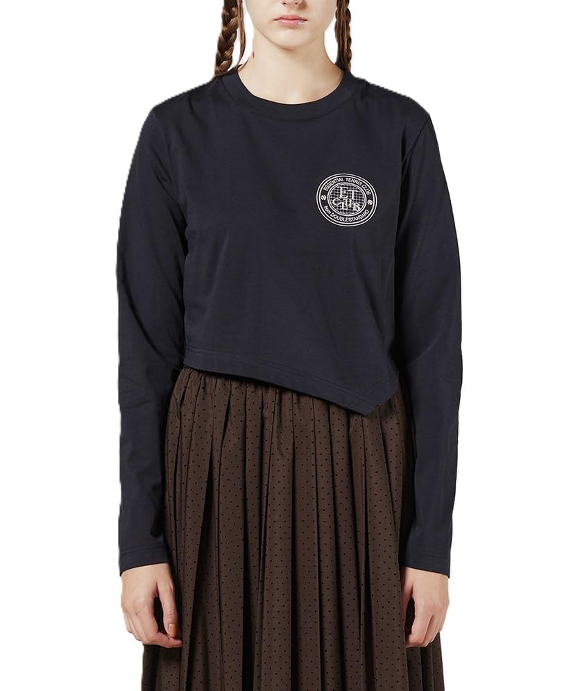 

Double Standard Clothing Essential Asymmetrical Long Sleeve Jersey T-Shirt, Navy, 2508-190-251