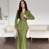Spring and Autumn New European, American Amazon Cross-border V-neck Long Sleeve Suit Top Fishtail Skirt Set