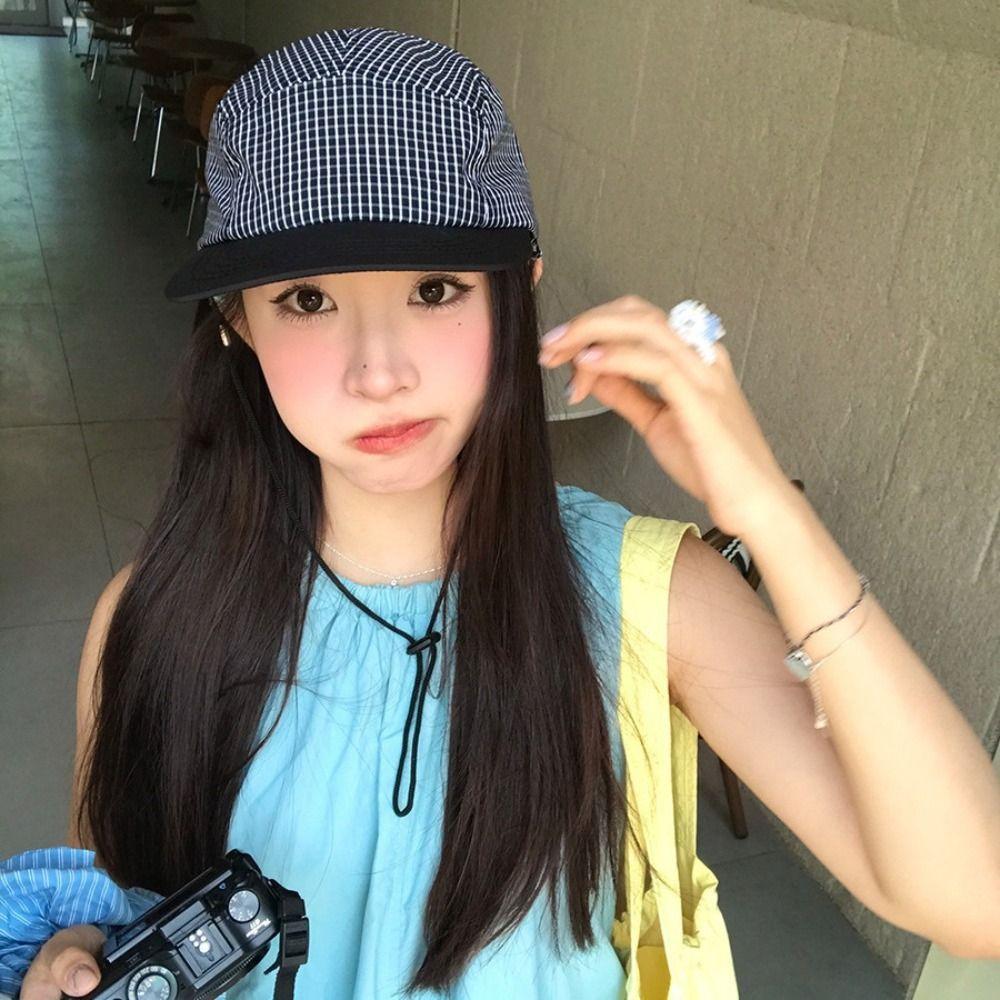 Summer Plaid Hats Quick-drying Visor Caps Japanese style Baseball Caps  for Men Women