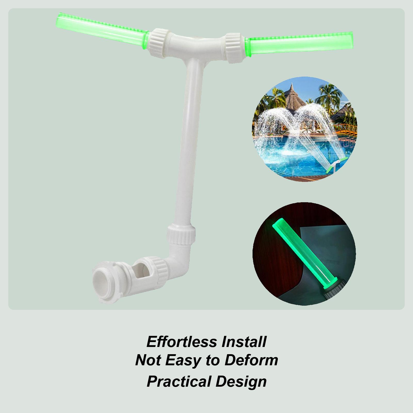 

Double Nozzle Swimming Pool Waterfall Fountain Kit PVC Glow In The Dark Adjustable Height Spray Pools Spa Poolside Decorations CN