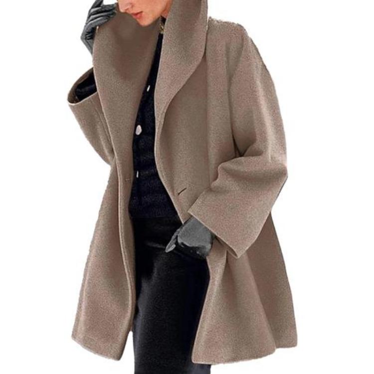 

Warm Wool Blend Trench Coat Women Hooded Pea Coat Single Breasted Thick Winter Jacket Casual Mid Long Overcoat Fall 3XL верблюд