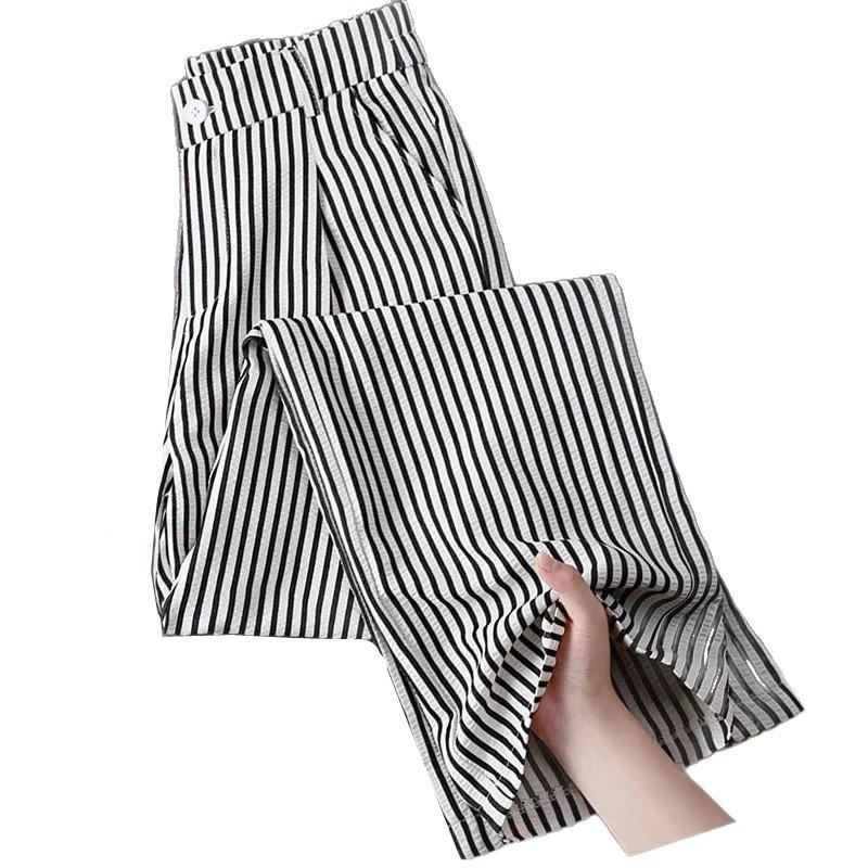 Women's American Striped High-Waist Wide-Leg Summer Trousers