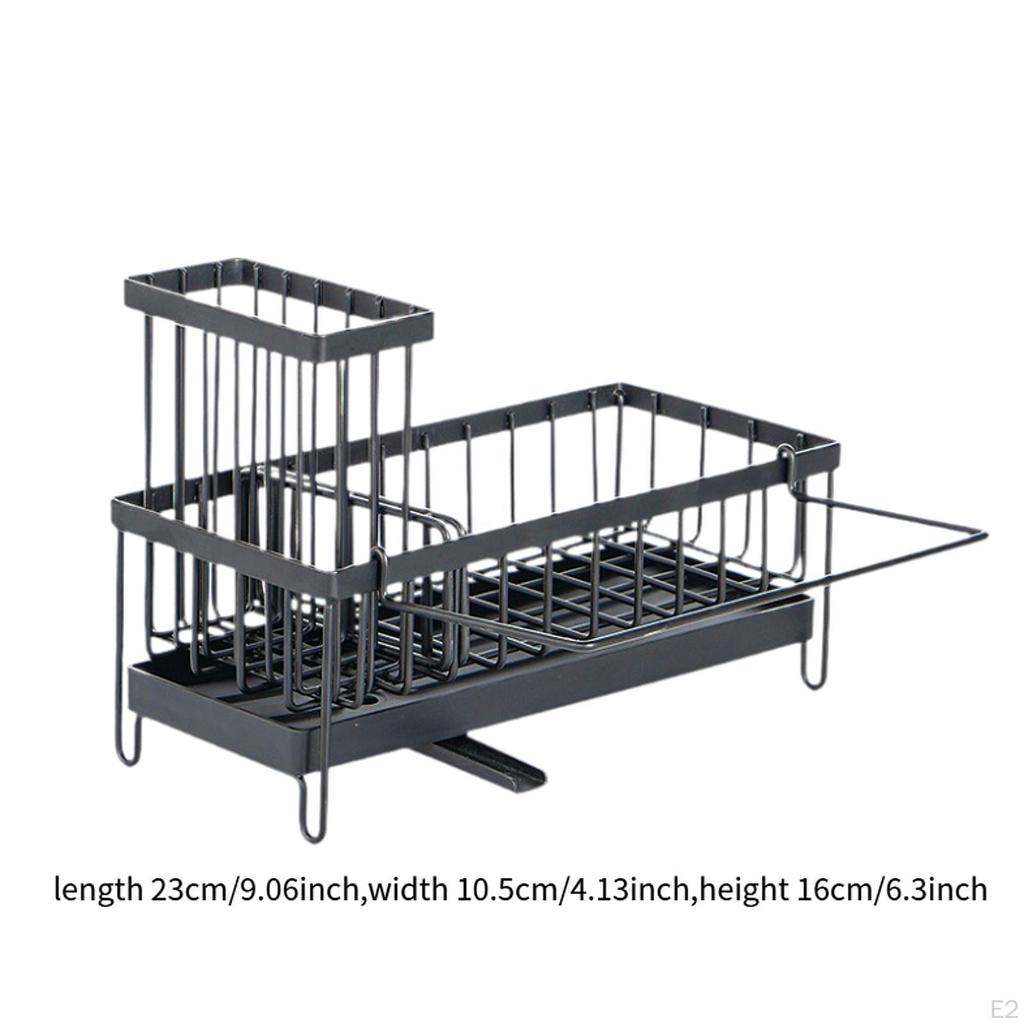 Kitchen Sink Organizer Sponge Holder, Drainer Rack Rustproof Gadget with Brush