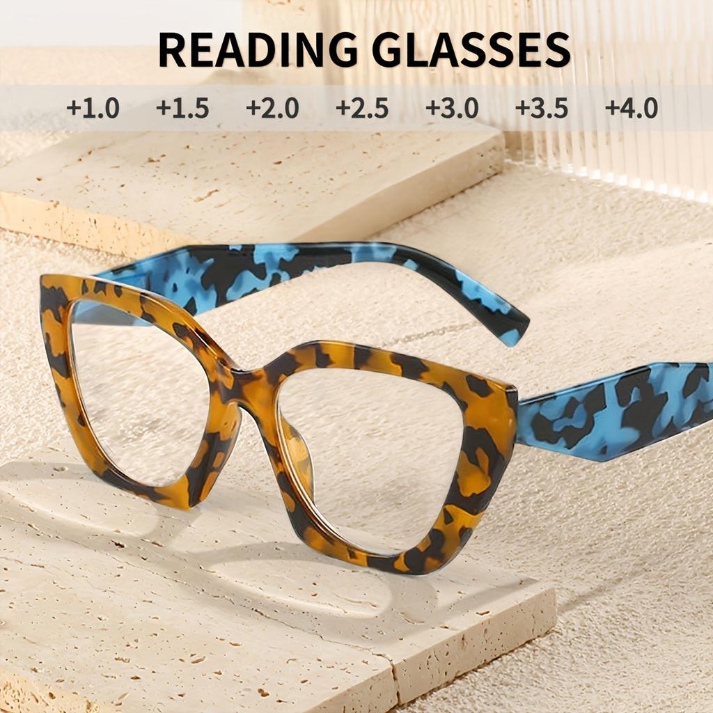 Fashionable Cat Eye Leopard Print Reading durable sleek lightweight Glasses for ladies Men Full Frame and Cute Design