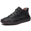 Men's Shoes Short Boots Autumn Sewn Leather Boots High Top Leather Flat-soled Outdoor Workwear and Casual Shoes Large-size Board Shoes