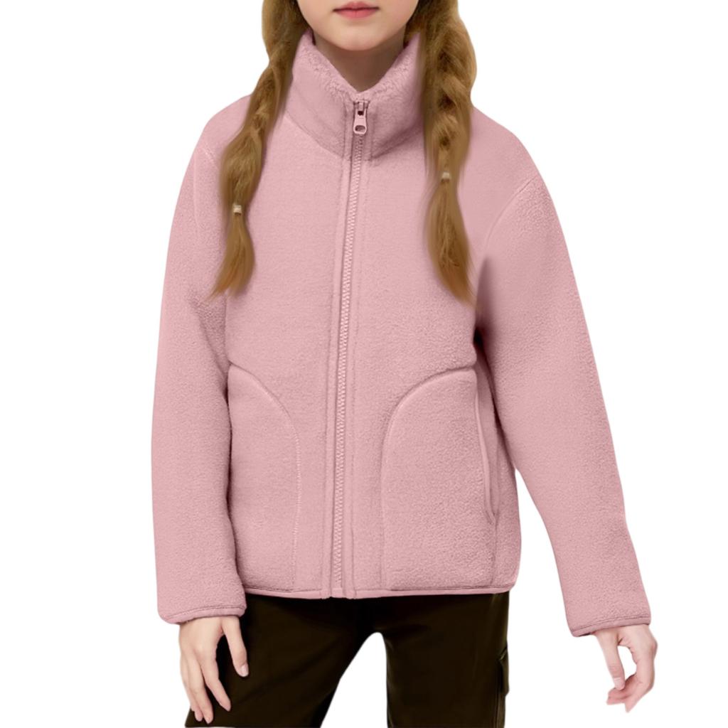 Kids' Fleece-Lined Jacket - Stand Collar Thermal Coat