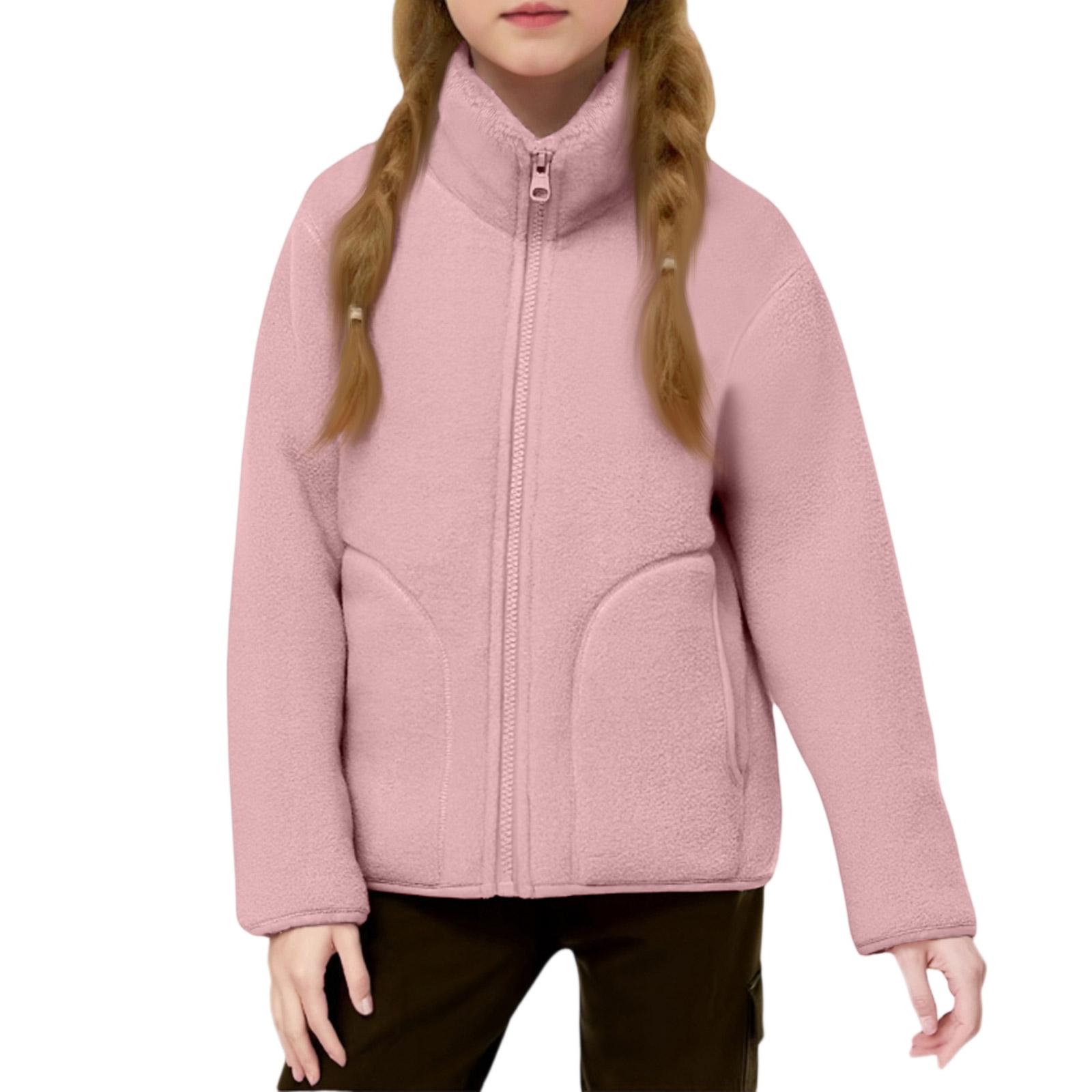 

Детская куртка на флисовой подкладке - Теплое пальто со стойкой 160 светло-розовый