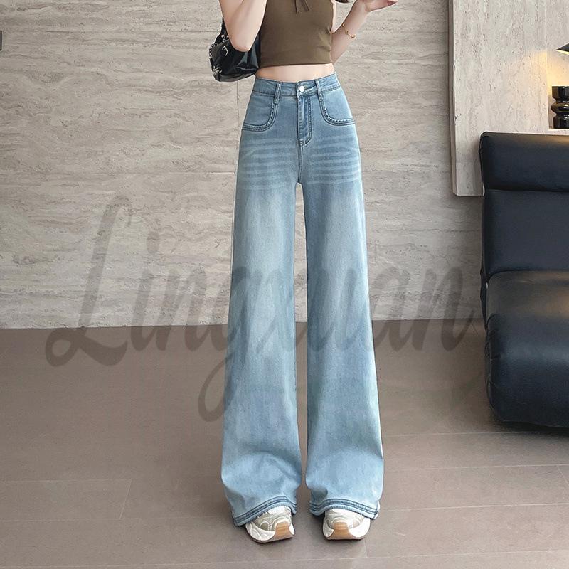 Women s Tencel Wide-Leg Flared Jeans - Spring/Summer 2026 Collection (Loose, Lightweight, Draped Style) Small