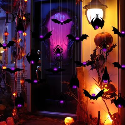 Halloween Hanging Bat Decoration 12 Pcs Bats Decorations with Glowing Eyes, 3D Realistic Spooky Lightweight Fake Flying for Haunted House Porch Garden