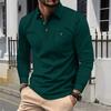 Autumn New Arrival Solid Colour Collared Pocket Button-Front Casual Long-Sleeved Polo Shirt for Men
