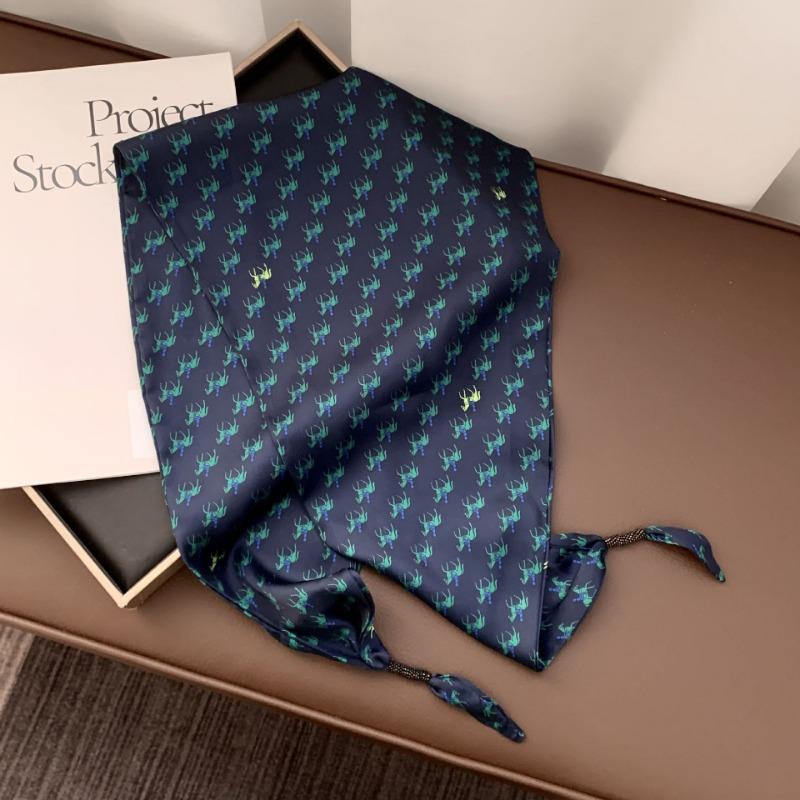 Silk scarf new fashion wheat ear cashew flower silk scarf head scarf beaded small scarf scarf triangular scarf waist tie