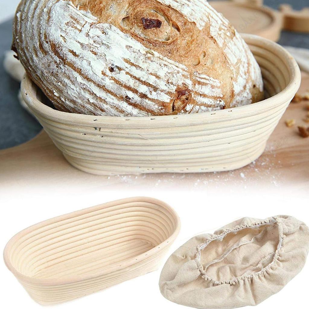 Proofing Baskets Baking Dough Bowl Oval Bread Proofing Handmade Rattan Basket and Liners for Home Kitchen Baking