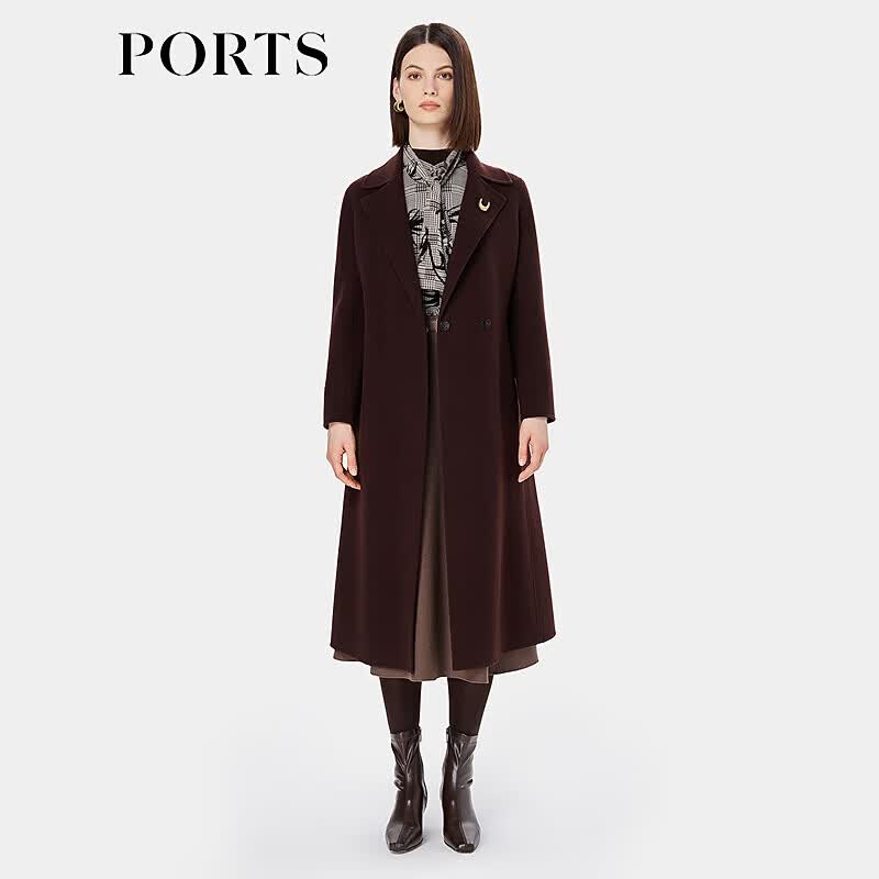 Ports Women's Chestnut Brown Double-Faced Wool Coat