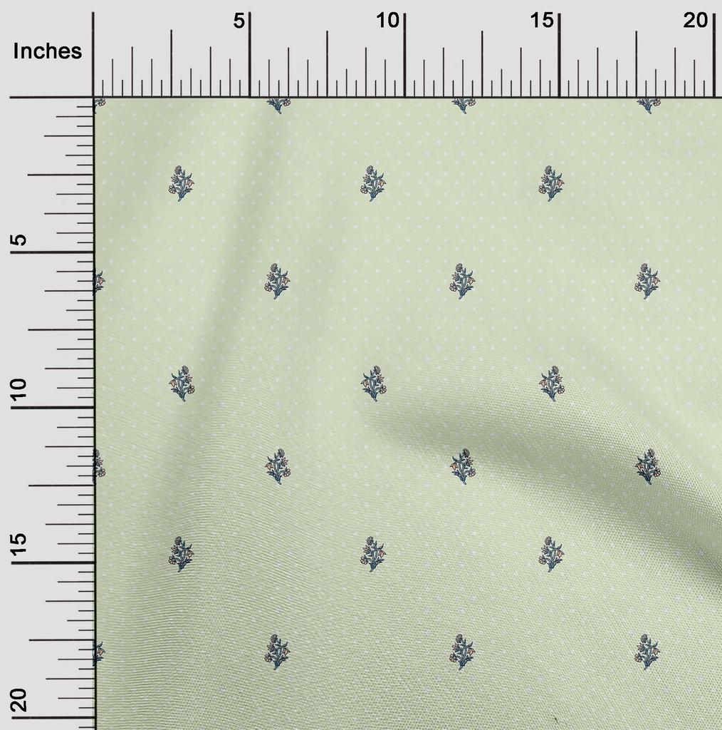 oneOone Cotton Flex Light Green Fabric Floral Fabric For Sewing Printed Craft Fabric By The Yard 40 Inch