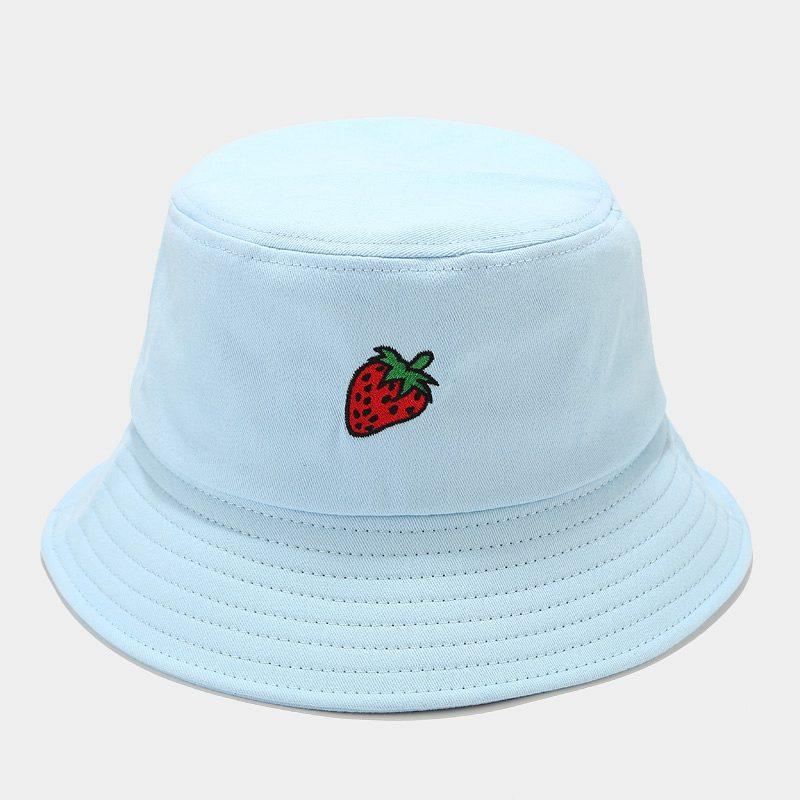 Panama Bucket Hat Fruit Strawberry Embroidered Fishing Cap Men Women Travel Beach Sun Hats