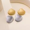 Stainless Steel Big Shell Stud Earrings for Women Cute Geometric Gold Plated Earrings Summer Beach Jewelry Gift