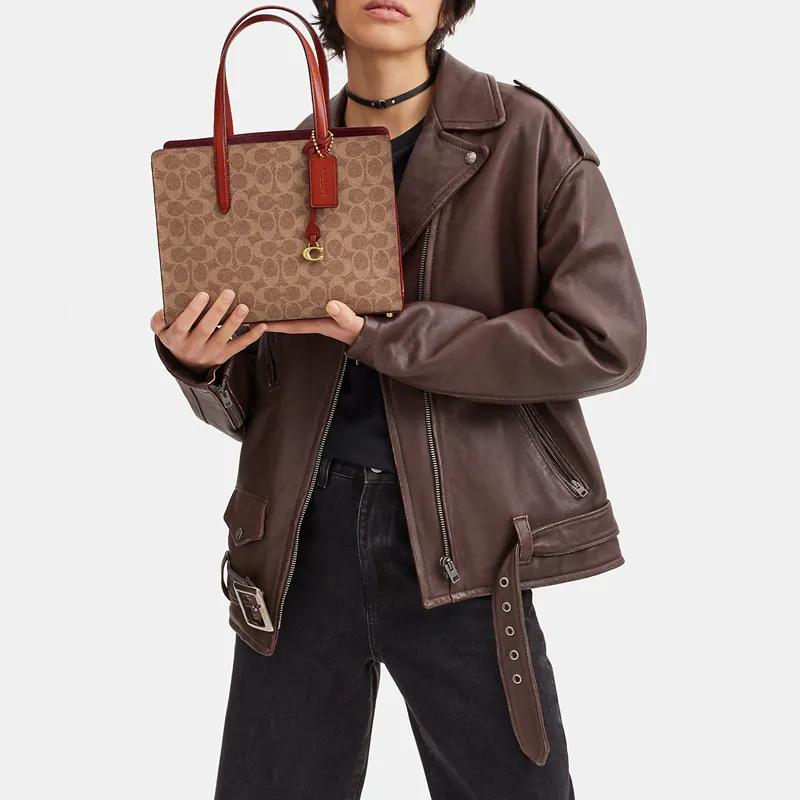 Coach Carter Cow Leather PVC Tote Bag , Shopping Bag , Handbag , Shoulder Bag , Crossbody Bag Large Women's Brown (Unisex) Handbags
