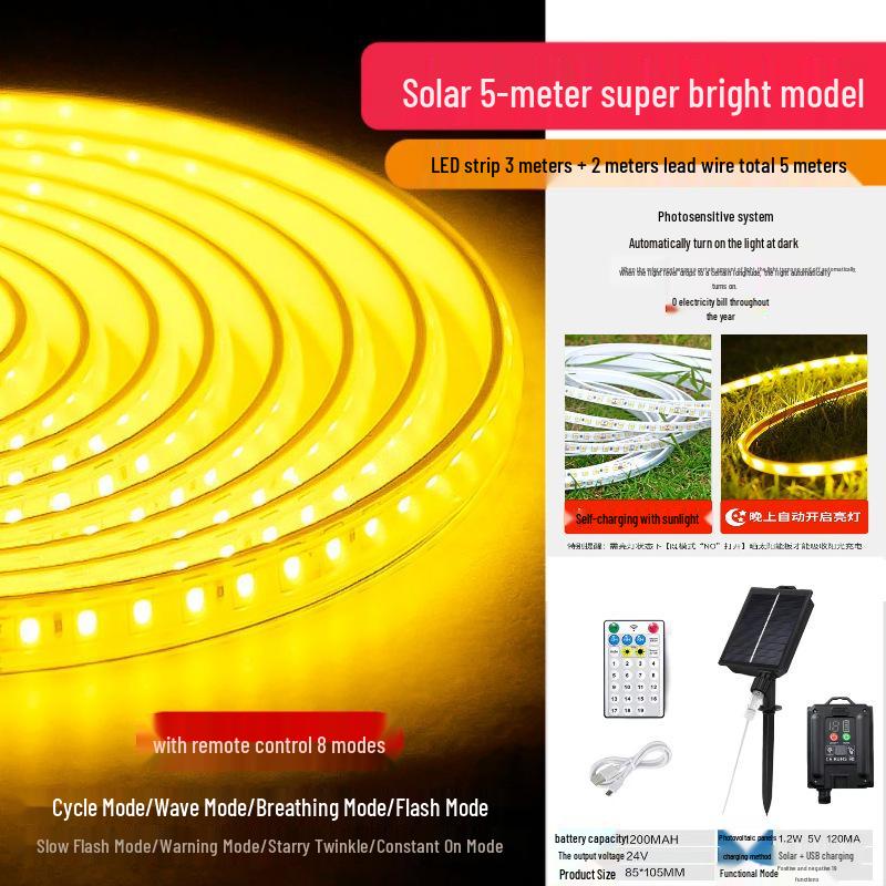 

Outdoor Waterproof LED Solar Light Strip for Garden and Villa Courtyards