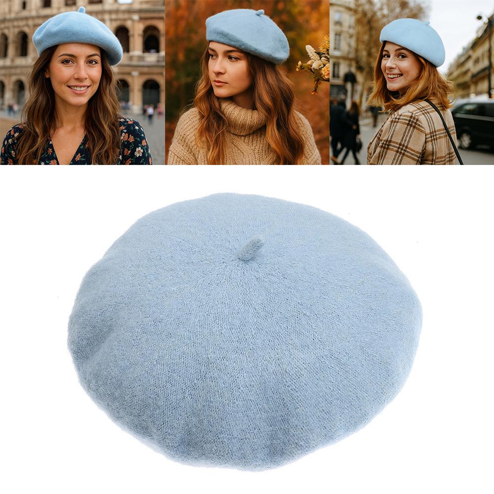French Baggy Winter Warm Wool Beret Cap Flat Cap Hat Autumn Beret Hat Felt Berets