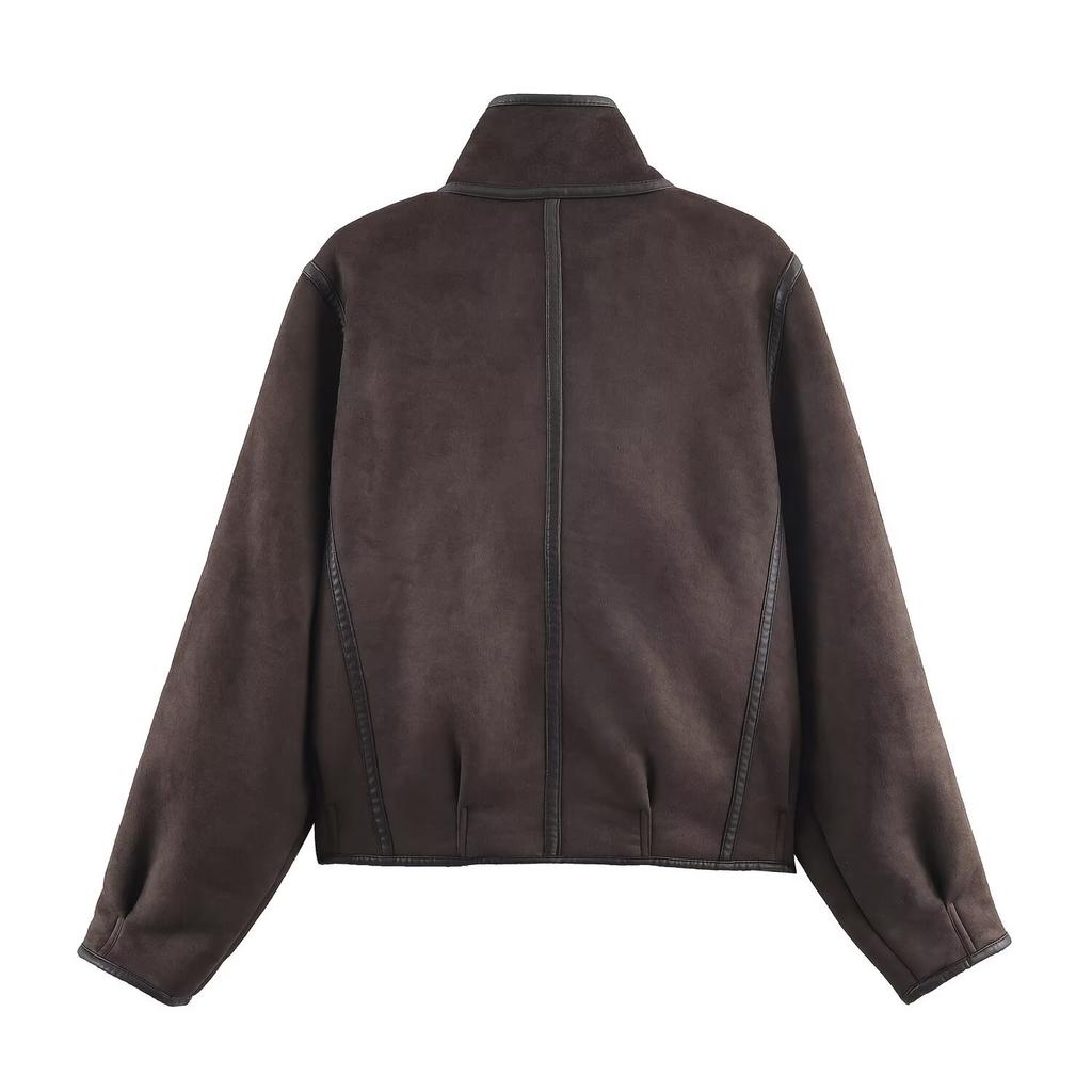 New Women's European and American Style Autumn/winter Cross-border Cross-border Versatile Series Double-sided Long-sleeve Jackets