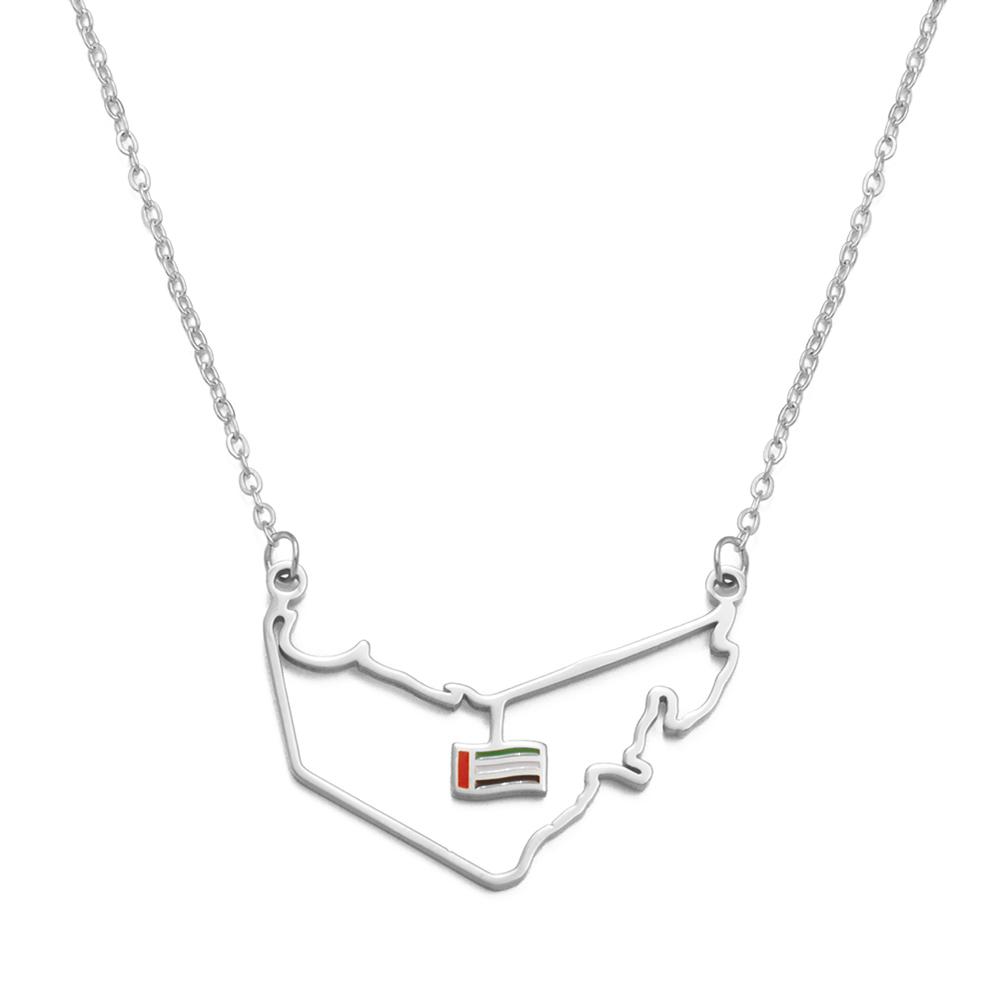 Anniyo The United Arab Emirates Map Flag Necklaces for Women Girls Jewelry UAE charms Map @326621 50cm OR 19.7 Inches