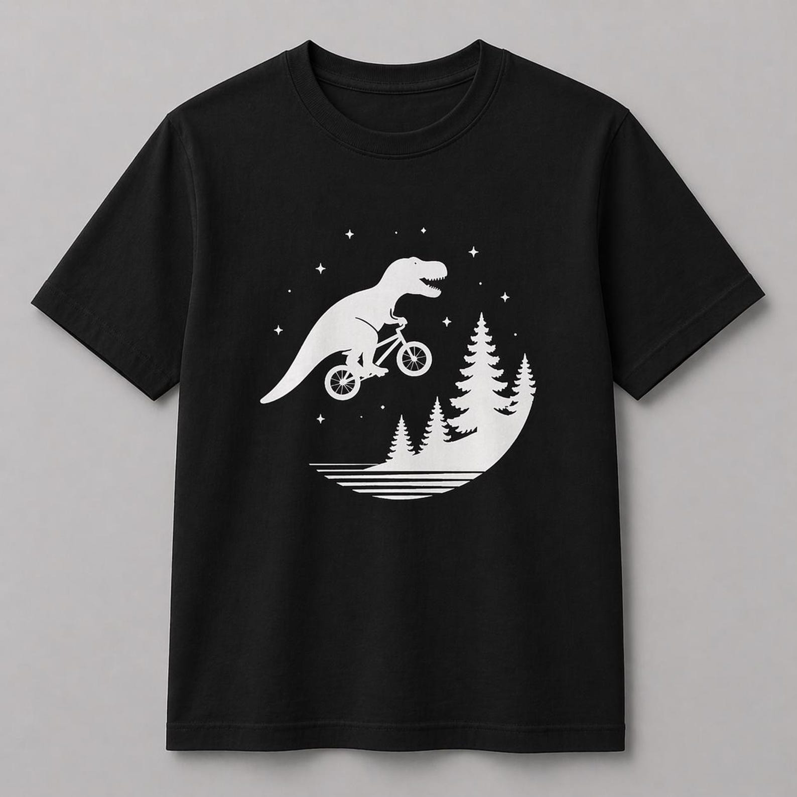 Moon Ride T-Rex Tee – Vintage Dinosaur Bike Graphic T-Shirt S