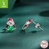 Yinziyun 925 Sterling Silver Luminous Santa Claus Stud Earrings - Trendy European & American Christmas Gift.