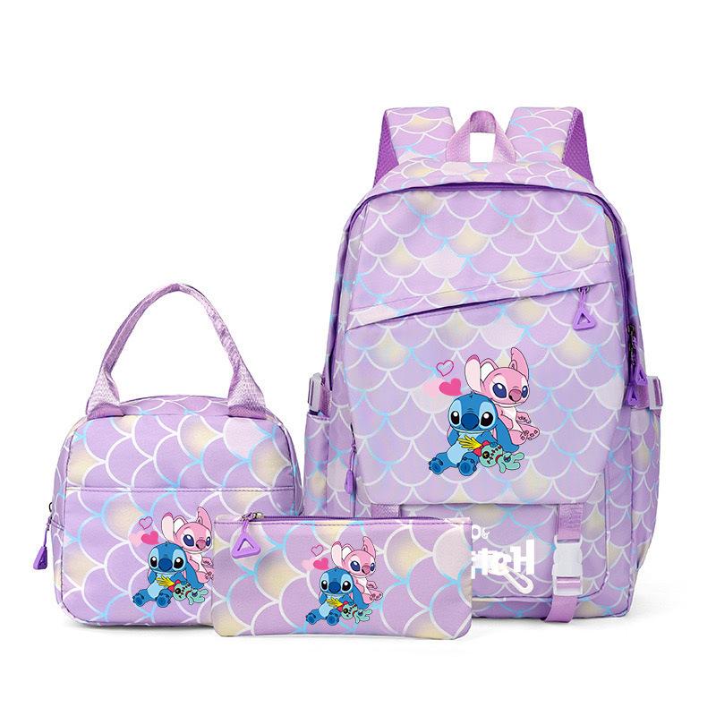 Student Schoolbag Three-Piece Large-Capacity Backpack Lunch Bag Pencil Case Diy