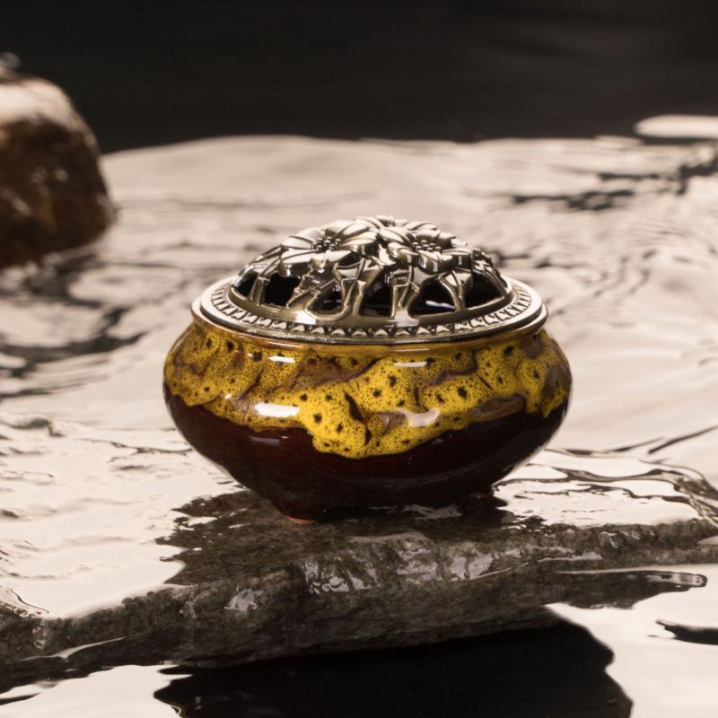 

Ice Crack Ceramic Alloy Incense Burner for Sandalwood Sticks