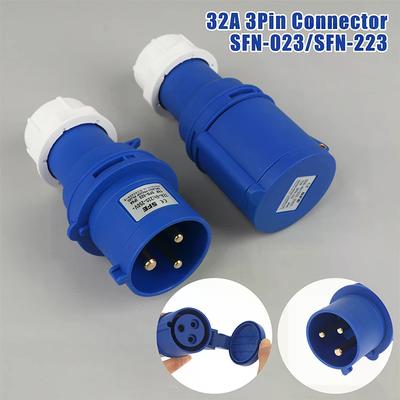 32A 3-Pin Stecker Industriell Stecker & Buchse SFN-023/SFN-223 Wasserdicht IP44 220-240V~2P+E