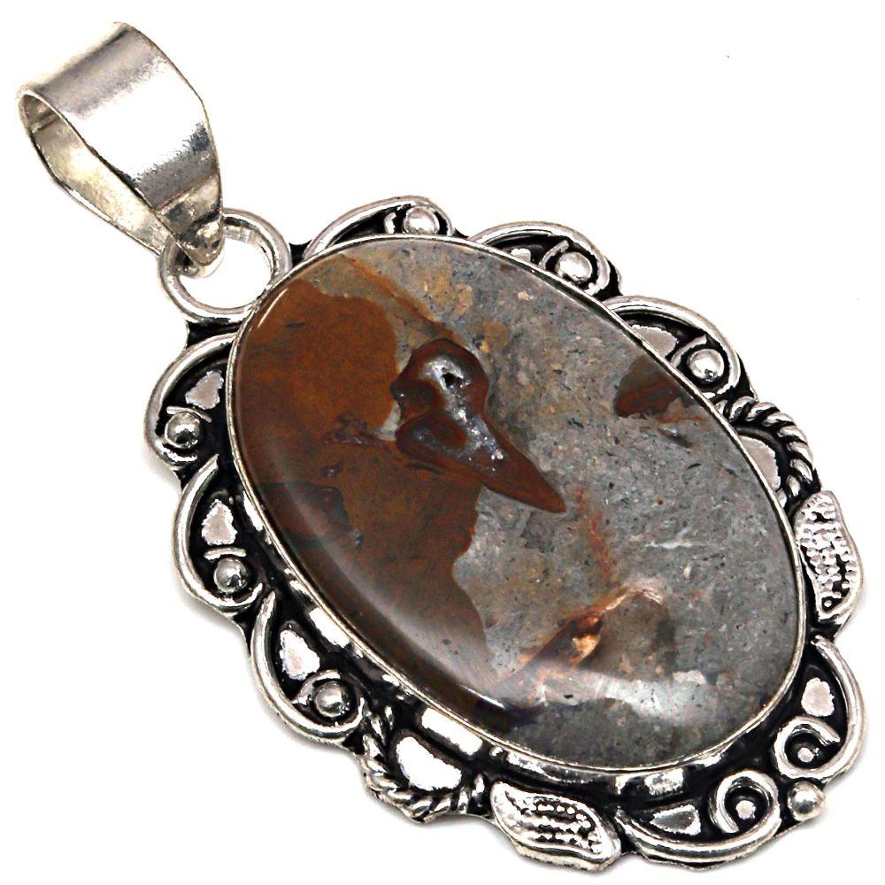 

Подвеска с камнем халцедоном, подарок для нее, серебряные украшения 2,25 дюйма