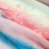 Gradient Color Chiffon Fabric Diy Rainbow Christmas Flowers Print for Hanfu Dress Skirt Shirt Sewing Cloth Sold By The Meter