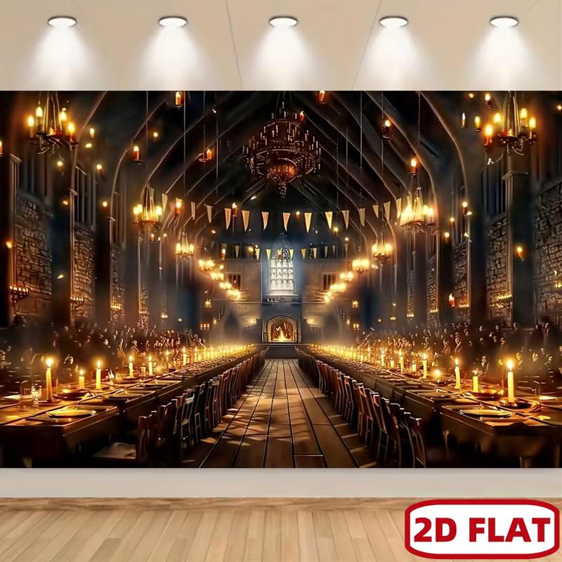 2D Great Hall Backdrop for Wizard School Cosplay & Movie Night Decoration