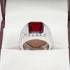 Garnet Emerald Cut Gemstone With 925 Sterling Silver Ring For Men's #B757 JL375692873204