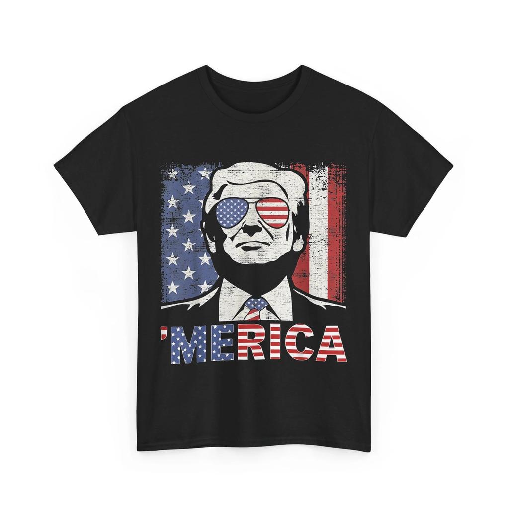 MERICA TRUMP Happy 4th Of July Trump American Flag T Shirt