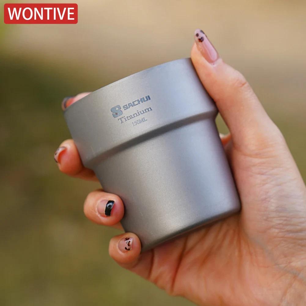 150 ml Portabel Utomhus Camping Titan Kaffemugg Vattenmugg Dubbelväggig Värmeisolering Te Mugg Hem Kök Porslin Te Muggar