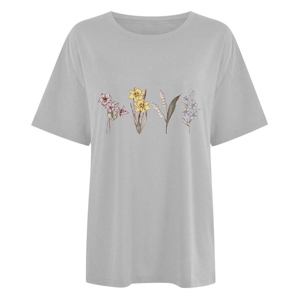 Women's Floral Trend Printed Fashion Cotton T-shirt