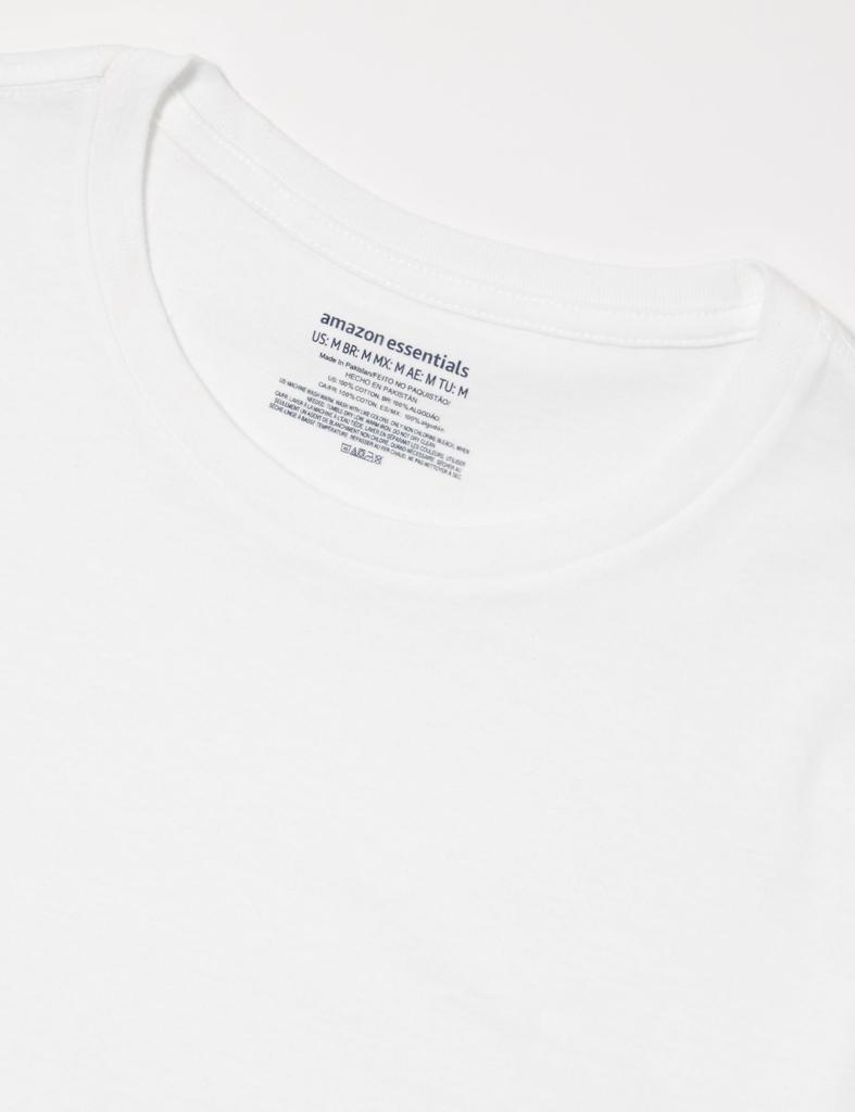 Amazon Essentials Crew Neck Short Sleeve Size Perfect for Everyday Wear 6-Pack Men's T-Shirts, White, Small,