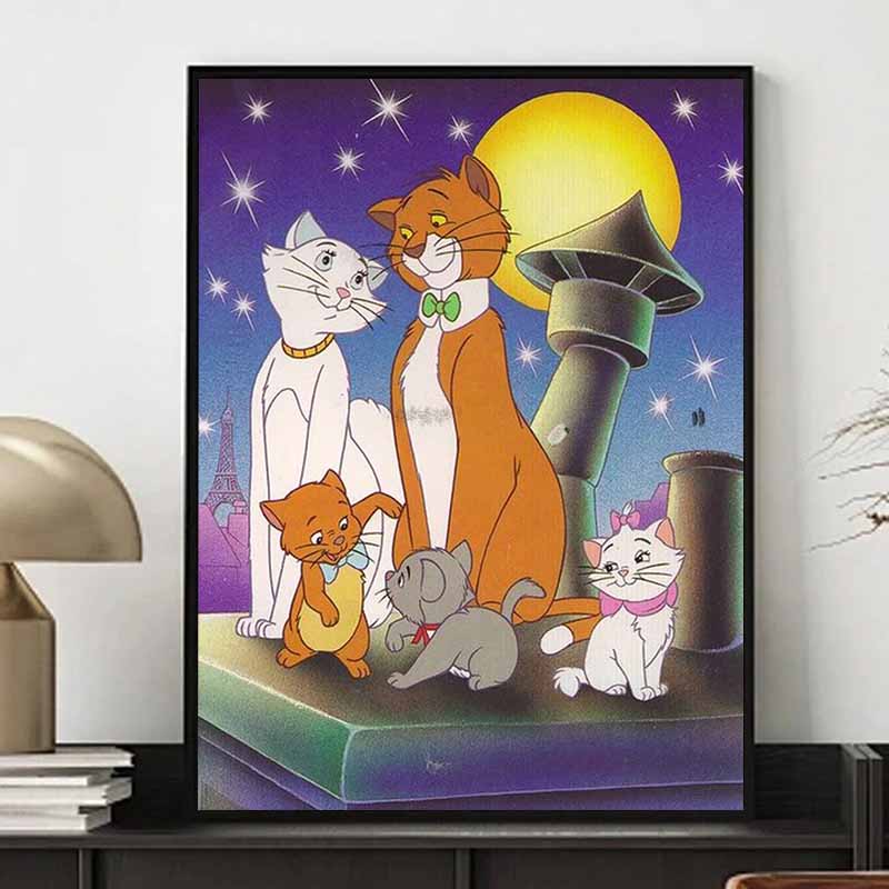 Disney Diamond Painting Paris Moonlit Night Family Portrait Illustration Wall Decoration Embroidery Full Diamond Cross Stitch DIY Gift Home Decoration