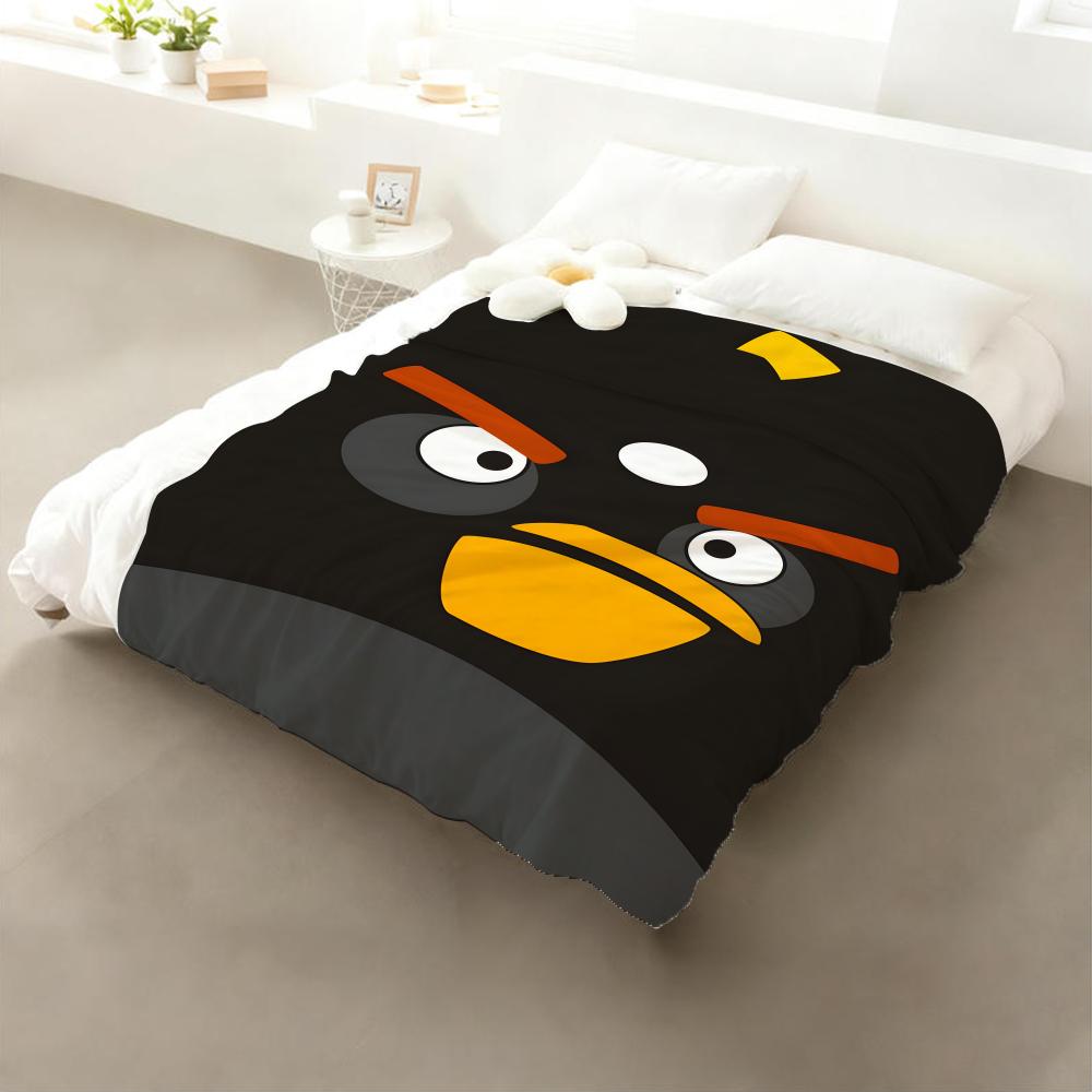 Playful Angry Birds Game Throw Cozy Soft Flannel Throw Lightweight Skin-Friendly for Sofa Bed Office & Travel